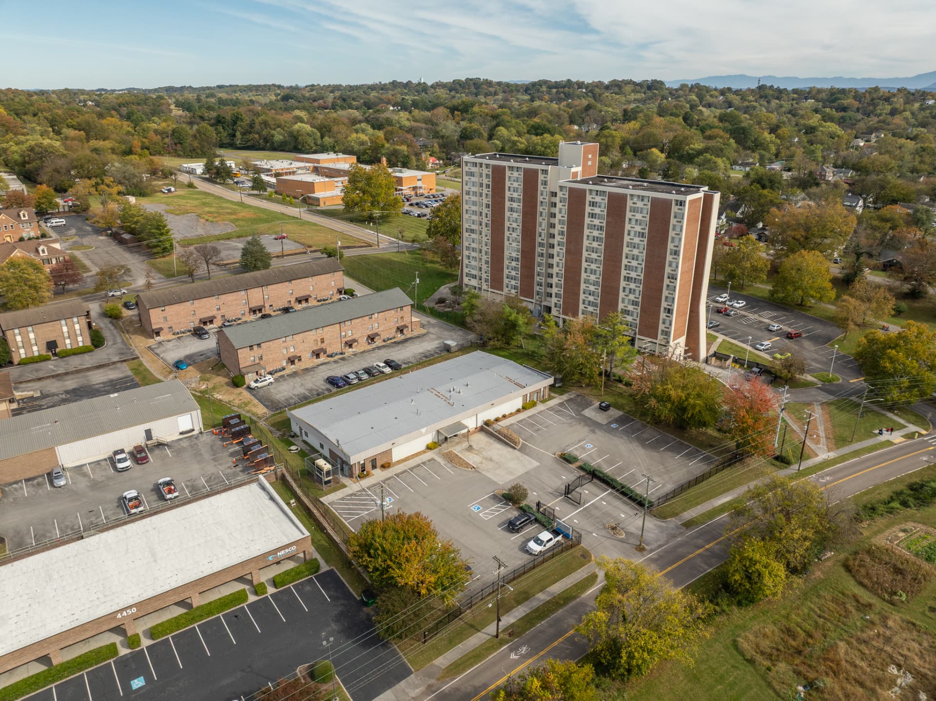 Aerial commercial property photography in Knoxville, Tennessee